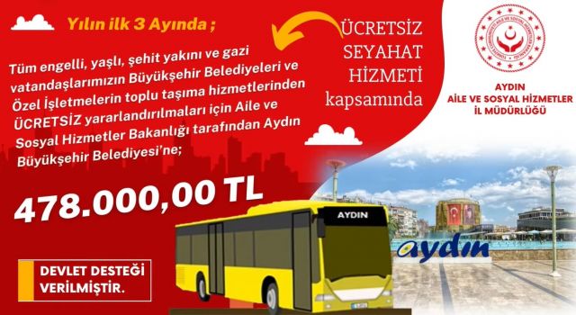 Aydın’a 478 bin TL ulaşım desteği