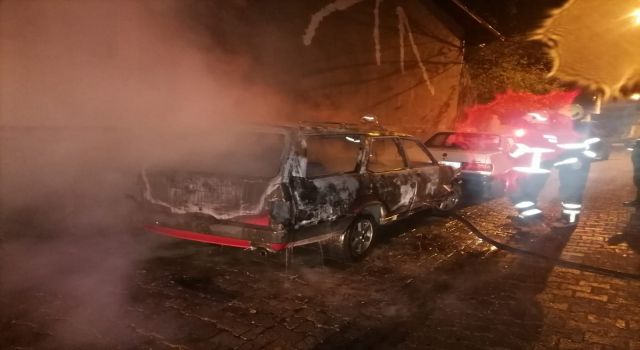 Park halindeki araç kül oldu