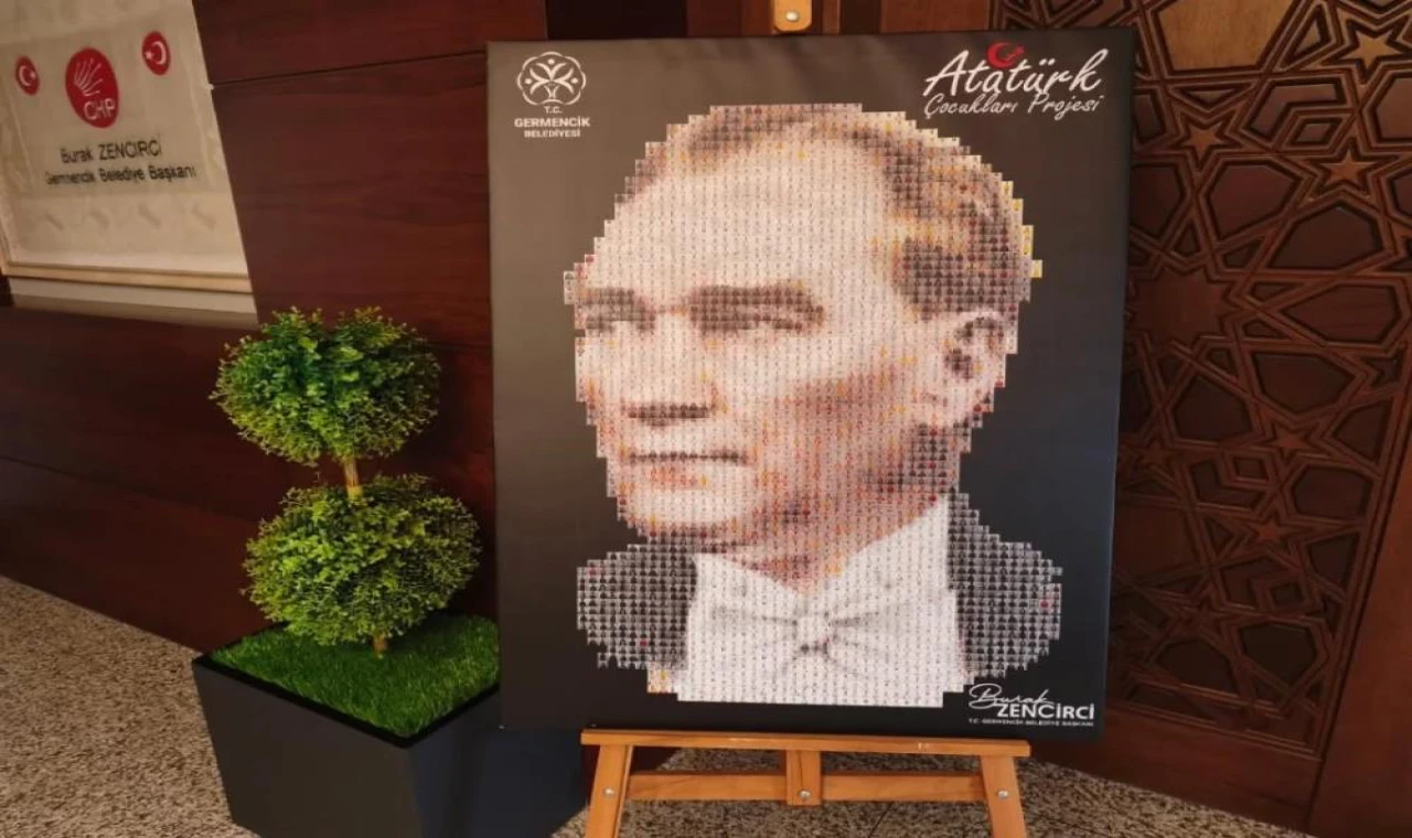 Germencik'te 500 çocukla Atatürk portresi oluşturuldu