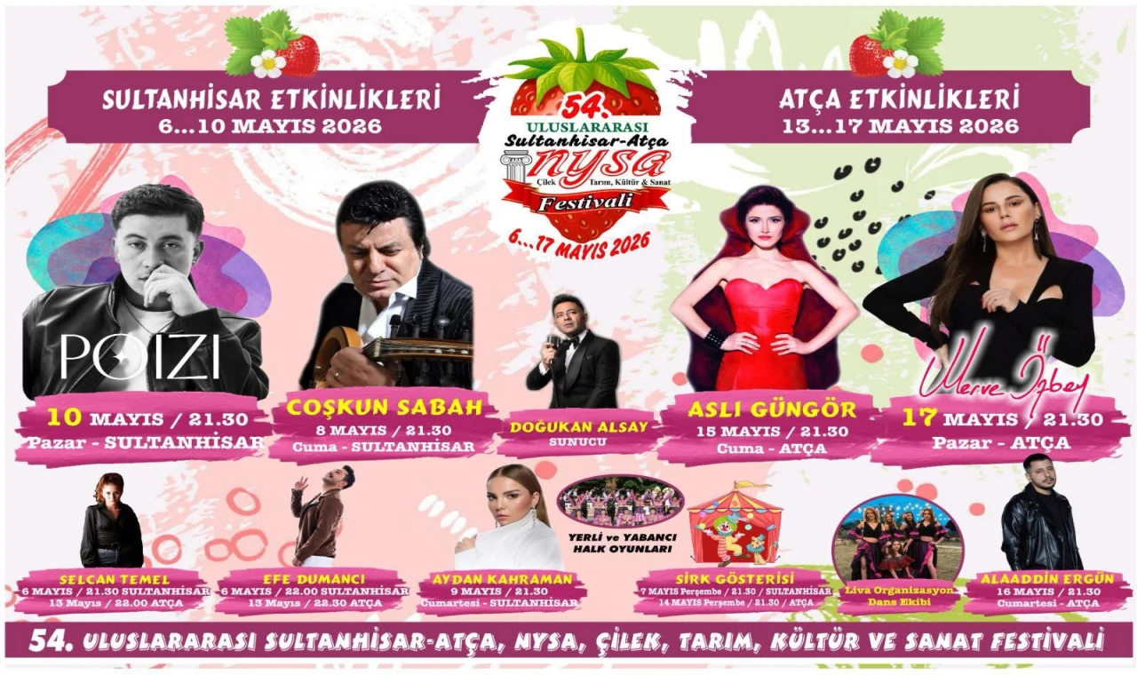 54. Uluslararası Sultanhisar-Atça Nysa Çilek Festivali başlıyor