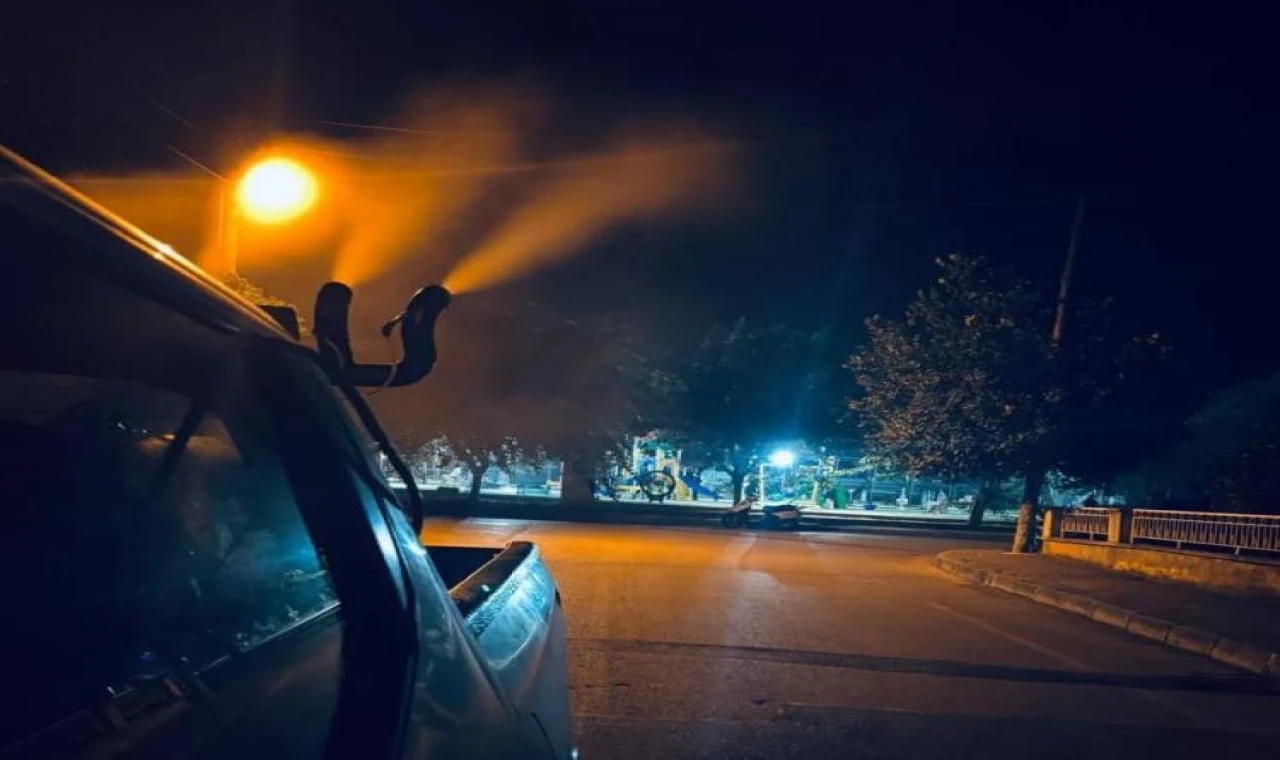 Germencik'te gece ilaçlaması sürüyor