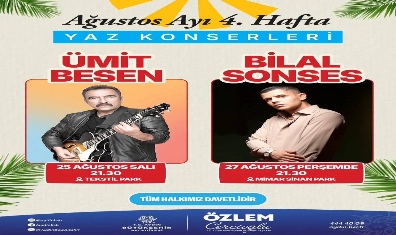 Başkan Çerçioğlu’ndan Aydınlılara Yaz Konserleri Daveti: Ümit Besen ve Bilal Sonses Sahne Alacak