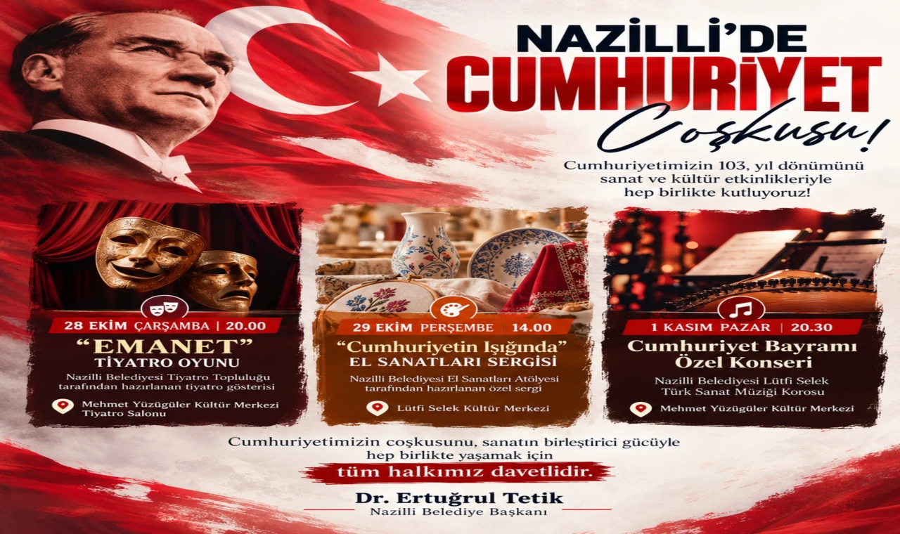 NAZİLLİ’DE CUMHURİYET’İN IŞIĞINDA EL SANATLARI SERGİSİ AÇILIYOR