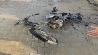 Motosiklet Cayır Cayır Yandı