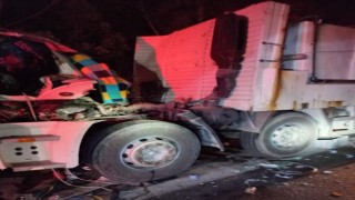 Tırın içinde sıkışan sürücü itfaiye ekiplerince kurtarıldı