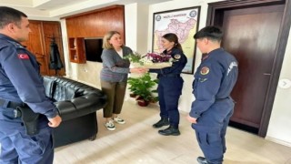 Jandarma, Nazilli Kaymakamı Kan'ın Kadınlar Günü'nü kutladı