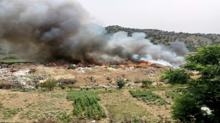 Nazilli’de Moloz Döküm Alanında Yangın Paniği