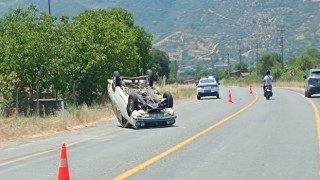 Otomobil takla atıp ters döndü: 1 yaralı