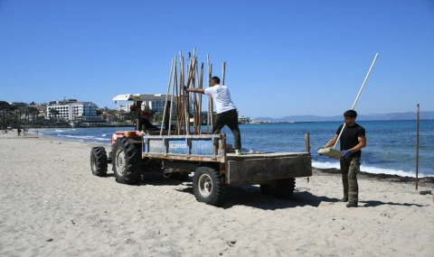 KUŞADASI PLAJLARINDA SEZON HAZIRLIĞI BAŞLADI
