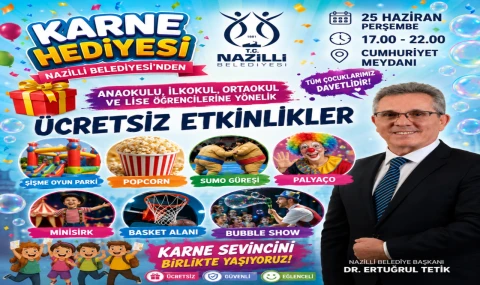 Nazilli Belediyesi’nden Öğrencilere Karne Hediyesi:  CUMHURİYET MEYDANI’NDA EĞLENCE DOLU GÜN SİZLERİ BEKLİYOR