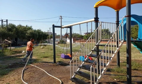 Germencik'te Çocuk Oyun Parkları Dezenfekte Edildi