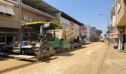 Yenipazar'da sıcak asfalt çalışmaları hız kesmeden sürüyor