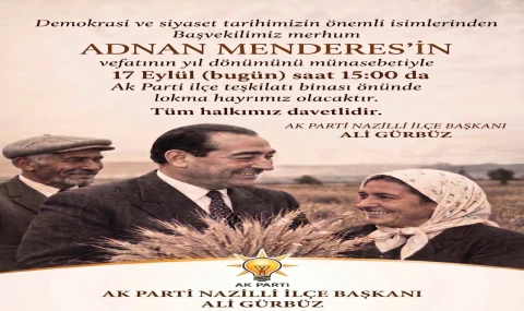 AK Parti Nazilli’den Menderes için lokma hayrı