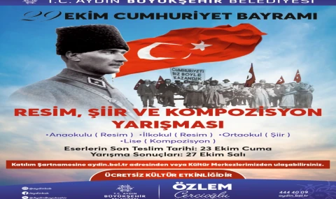 BAŞKAN ÇERÇİOĞLU’NDAN 29 EKİM TEMALI ÖDÜLLÜ RESİM, ŞİİR VE KOMPOZİSYON YARIŞMASI